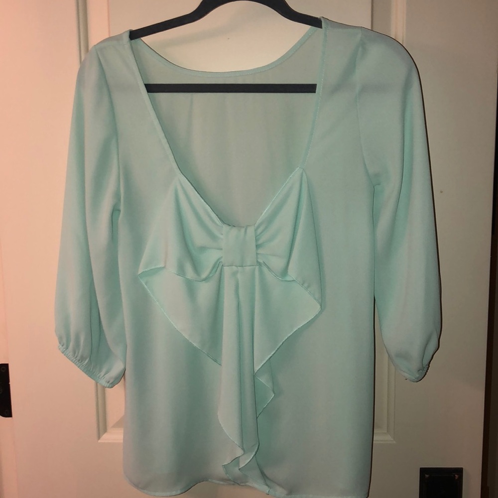 Blue blouse w scoop back now detail